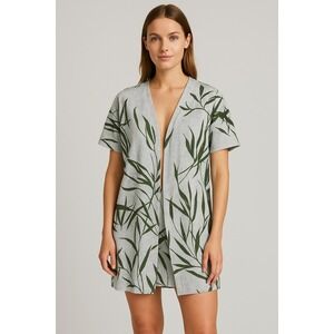 NWT Easywear‎ by Chico's Amazon Green Leaf Cottagecore Midi Romance Cardigan XL